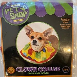 RUBIES PET SHOP BOUTIQUE CLOWN COLLAR COSTUME SIZE MEDIUM/ LARGE- BRAND NEW